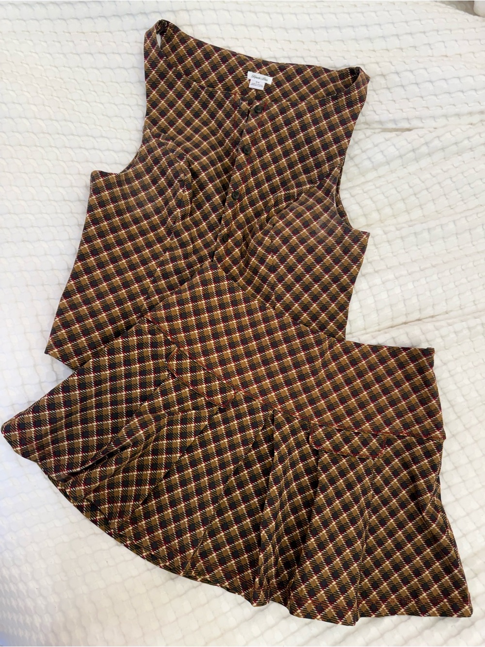 Kimchi Blue - Plaid Top and Skirt Set in Brown